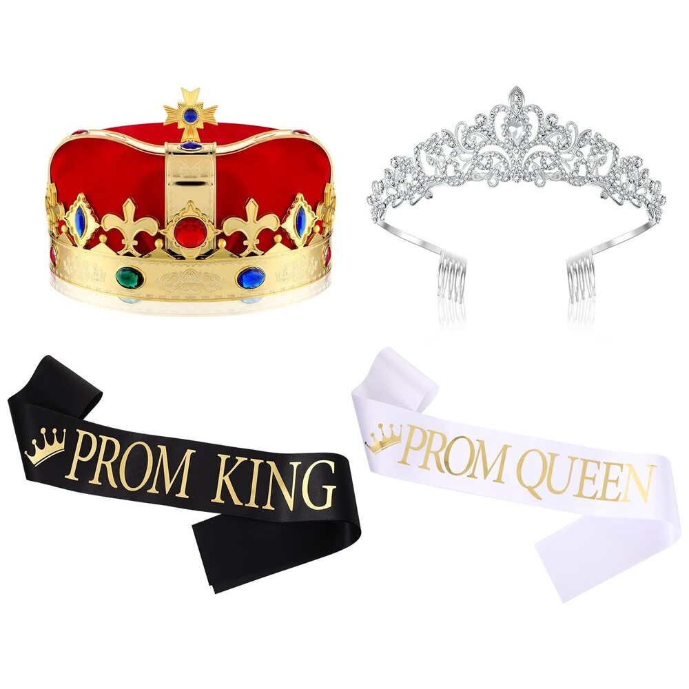 2914 Prom Queen and King Sash Crowns Tiara 2025 Grad Crown Sash Headbands